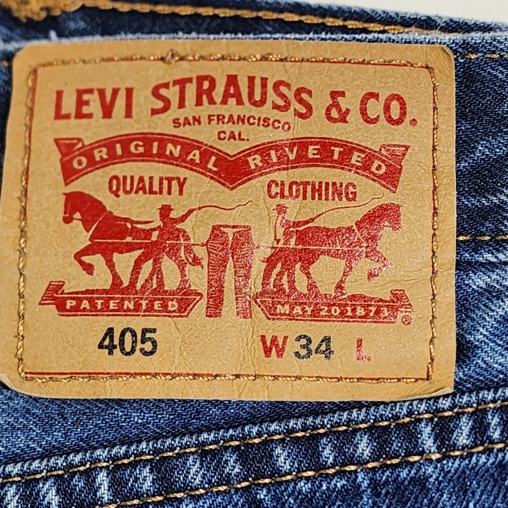 Levi Strauss Mens 405‎ Jean Shorts W34 34x10 Jorts Cotton Denim Blue Classic